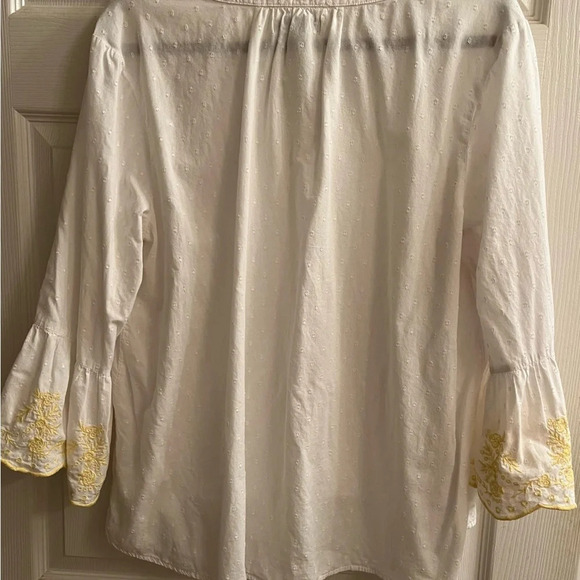 NEW DIRECTIONS~BLOUSE~100% COTTON ~YELLOW BELL SLEEVE~XL - Picture 4 of 7